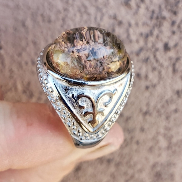 New Yellow Phantom Quartz Adjustable 925 Silver Ring. - Picture 4 of 14